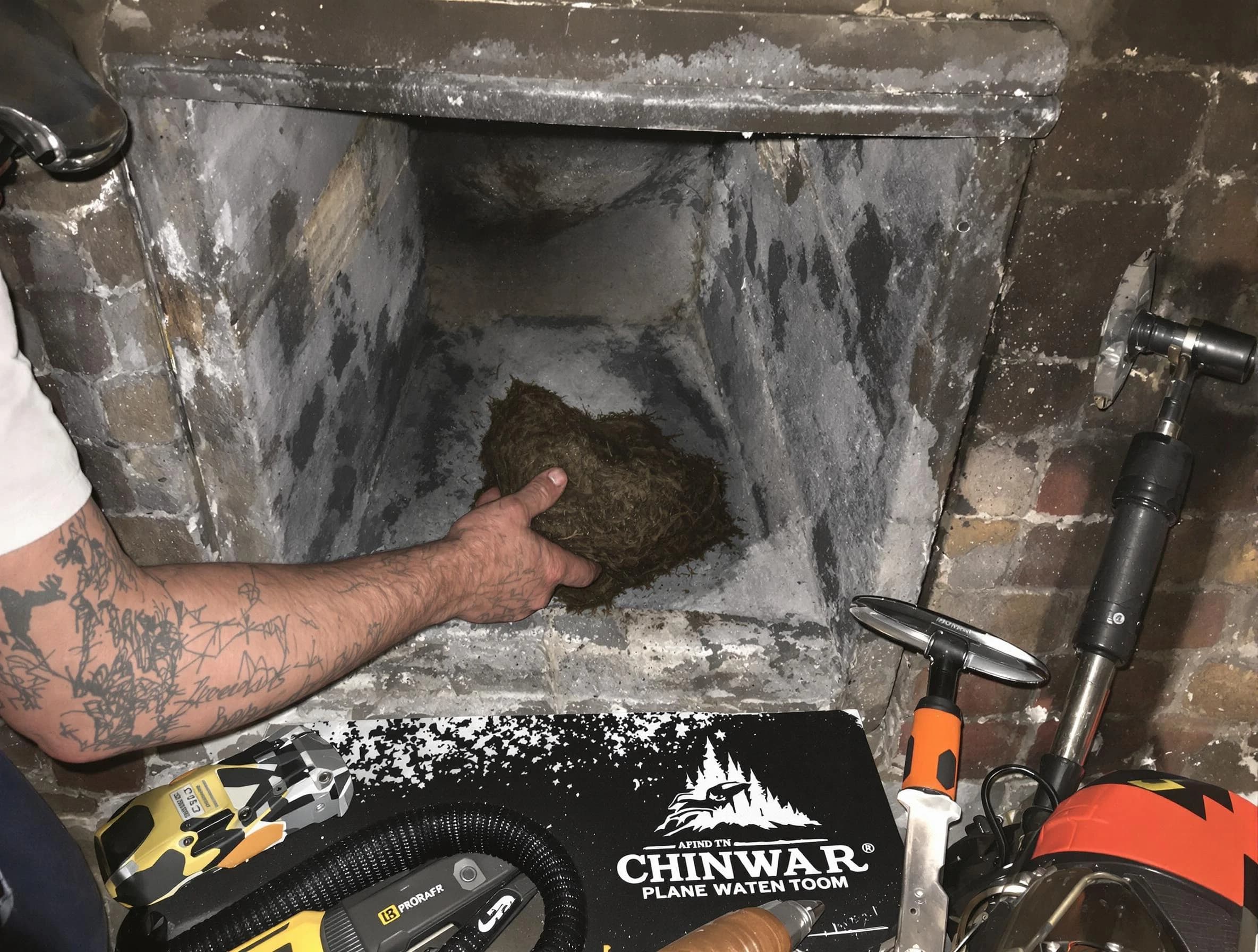 Bellevue Chimney Sweep safely removing debris and screening chimney in Bellevue, PA