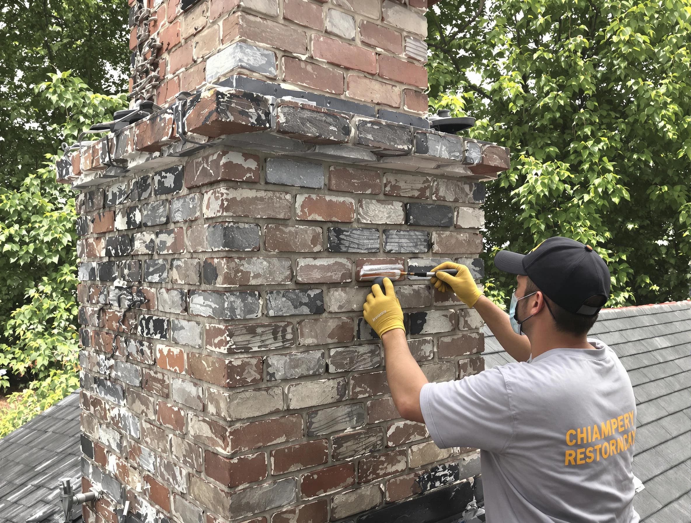 In-progress chimney restoration by Bellevue Chimney Sweep in Bellevue, PA