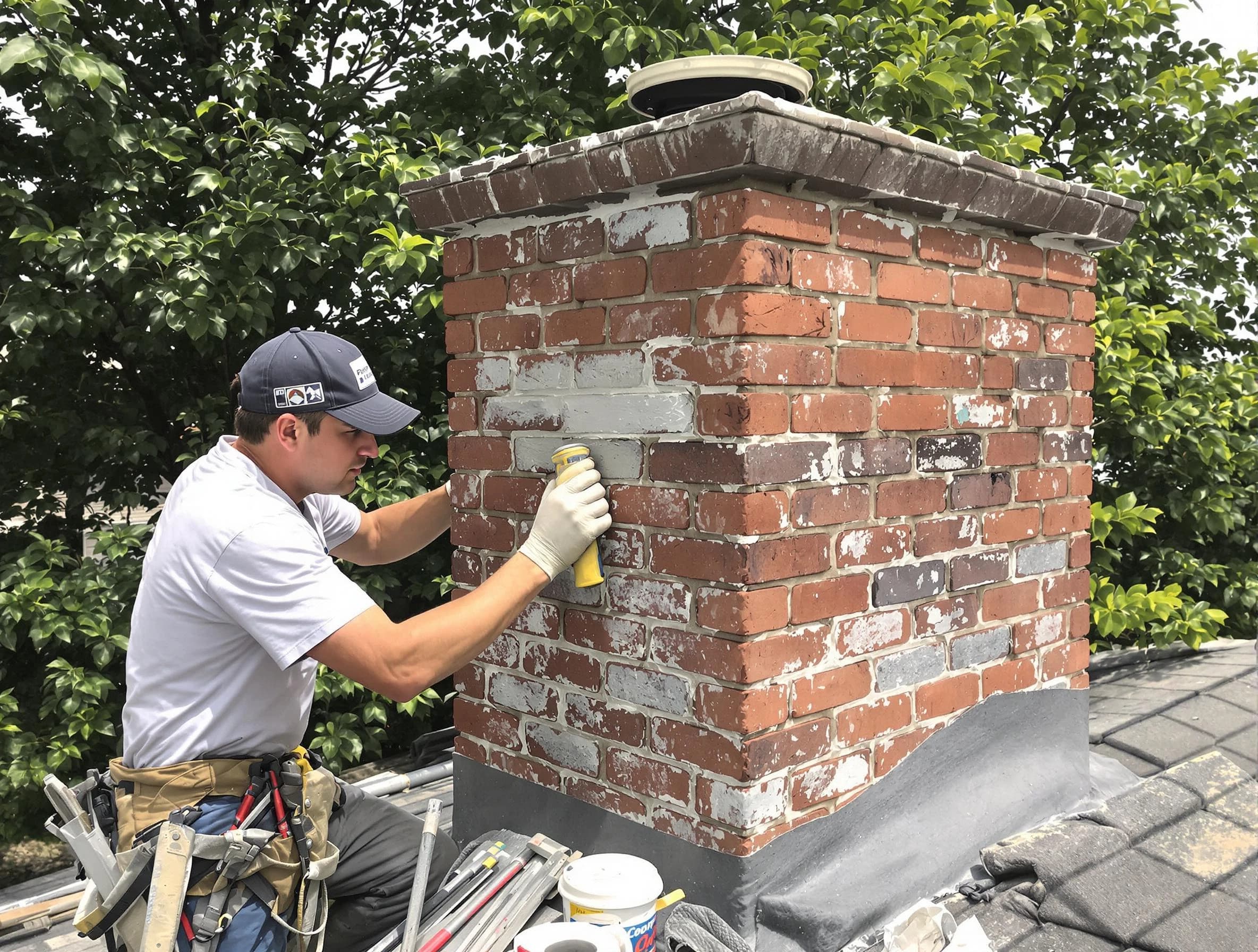 Bellevue Chimney Sweep restoring an aging chimney in Bellevue, PA