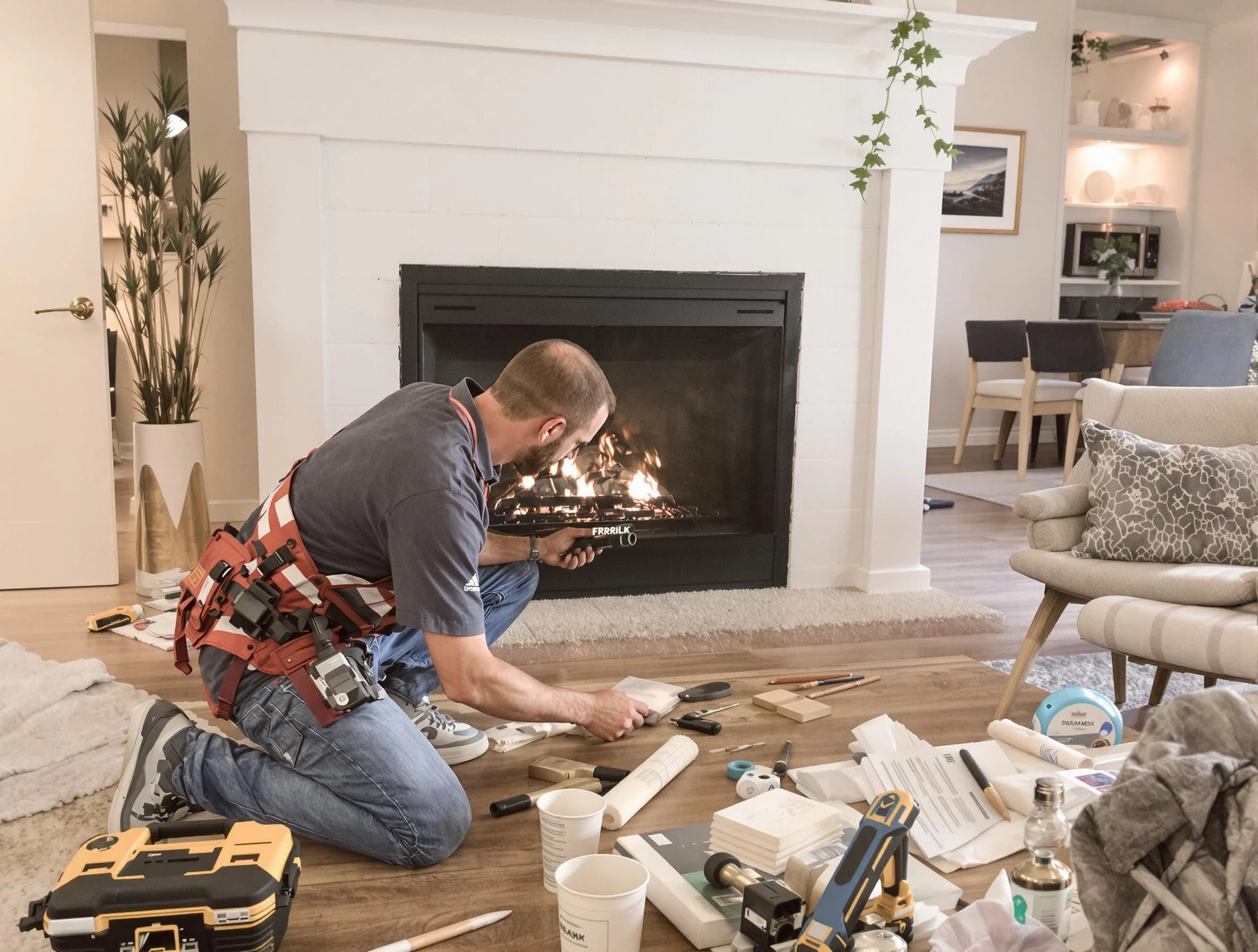 Bellevue Chimney Sweep performing fireplace repair in Bellevue, PA