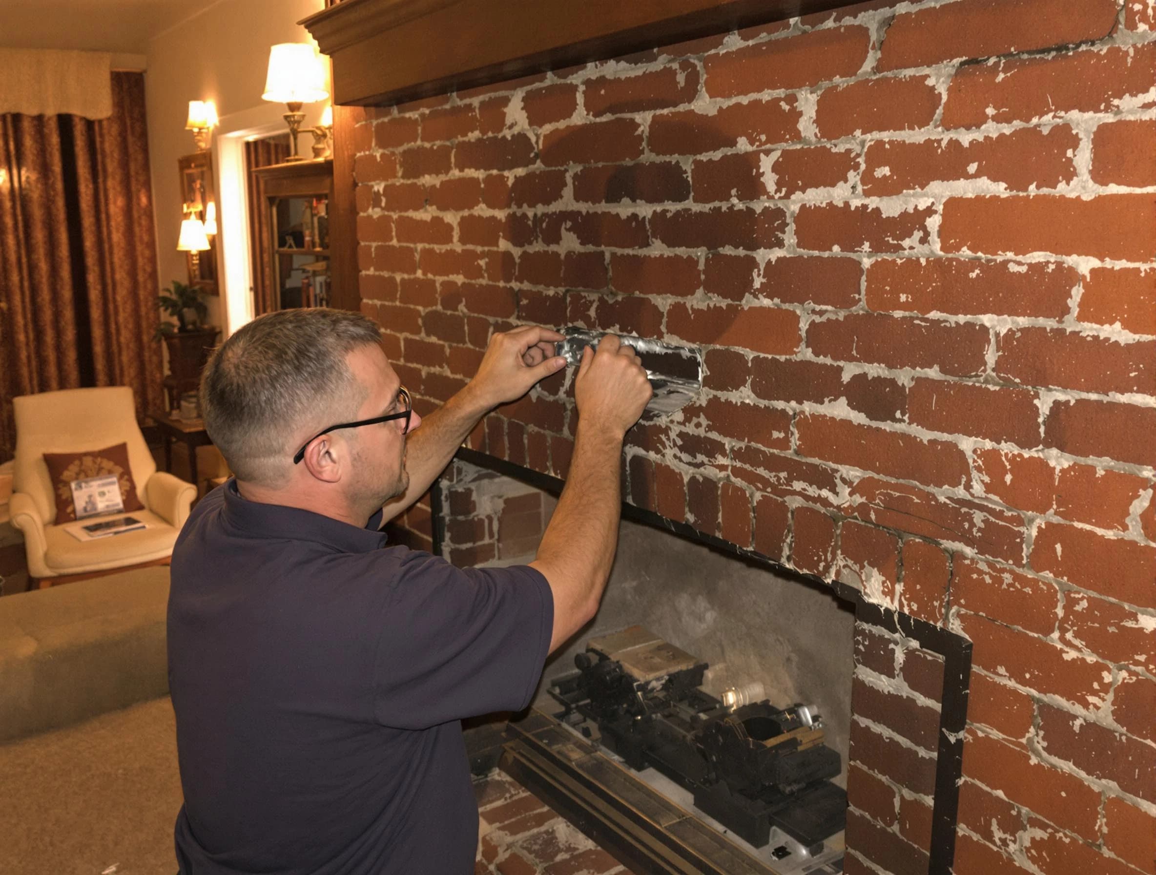 Bellevue Chimney Sweep expert fixing a fireplace in Bellevue, PA