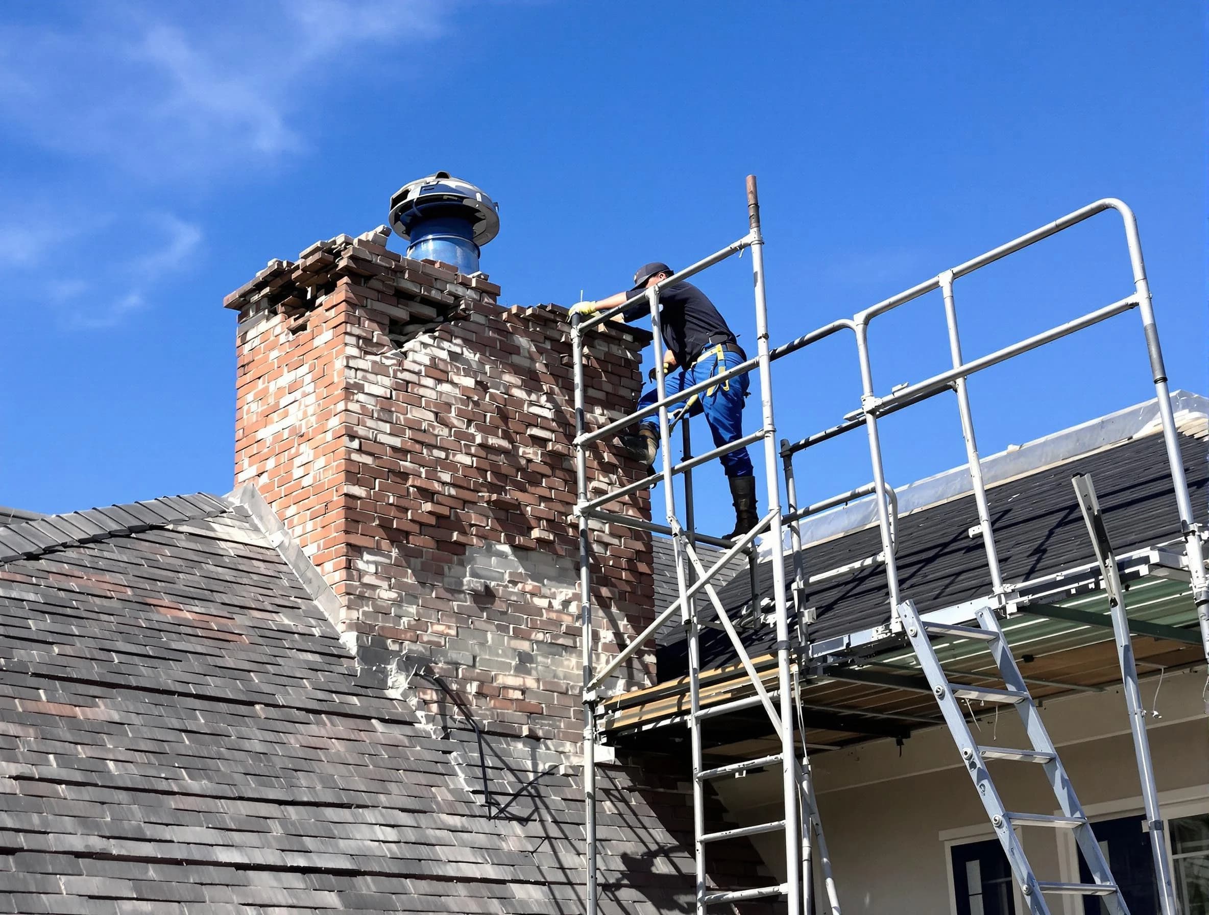 Rebuilding a chimney structure by Bellevue Chimney Sweep in Bellevue, PA