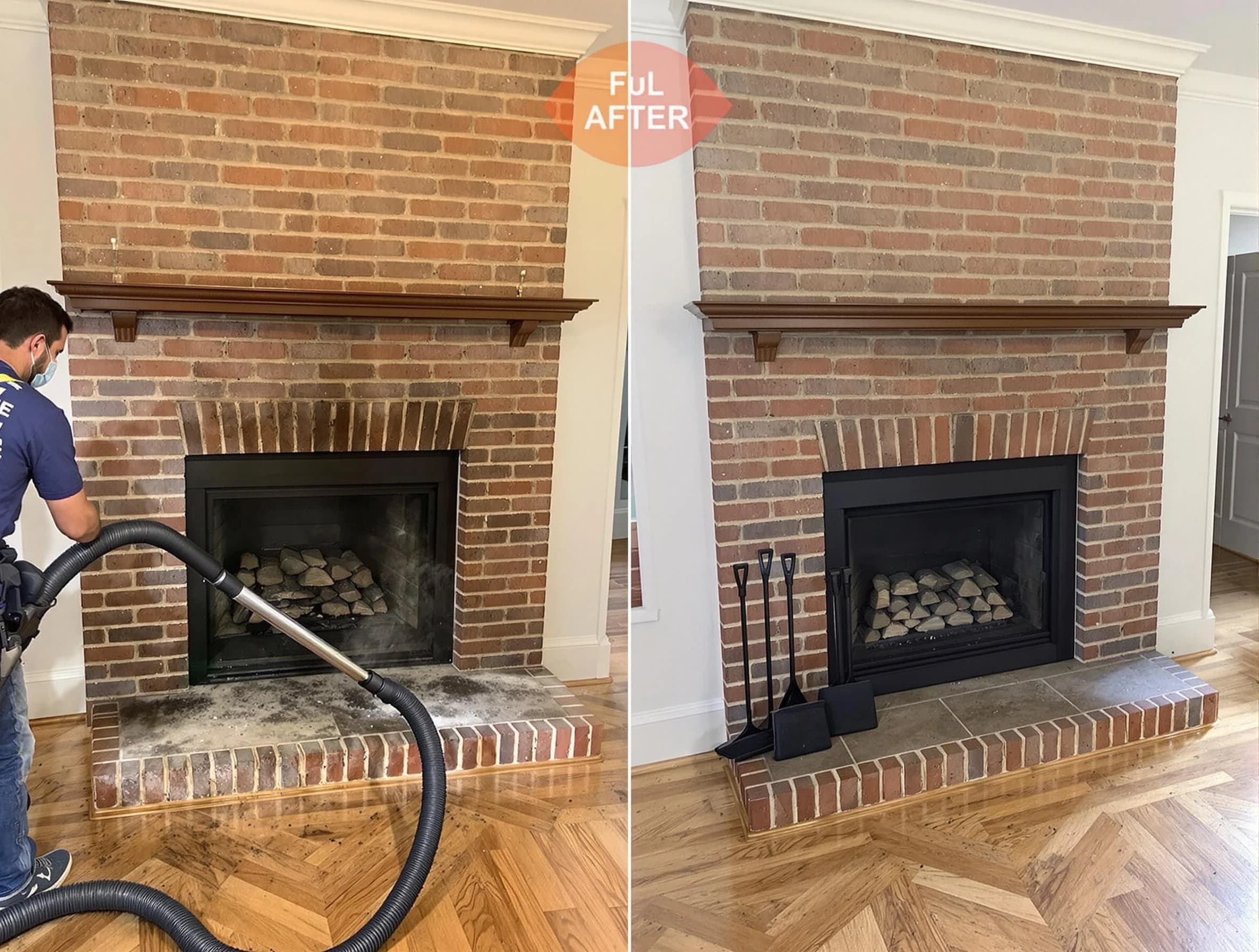Bellevue Chimney Sweep carefully sanitizing a fireplace in Bellevue, PA