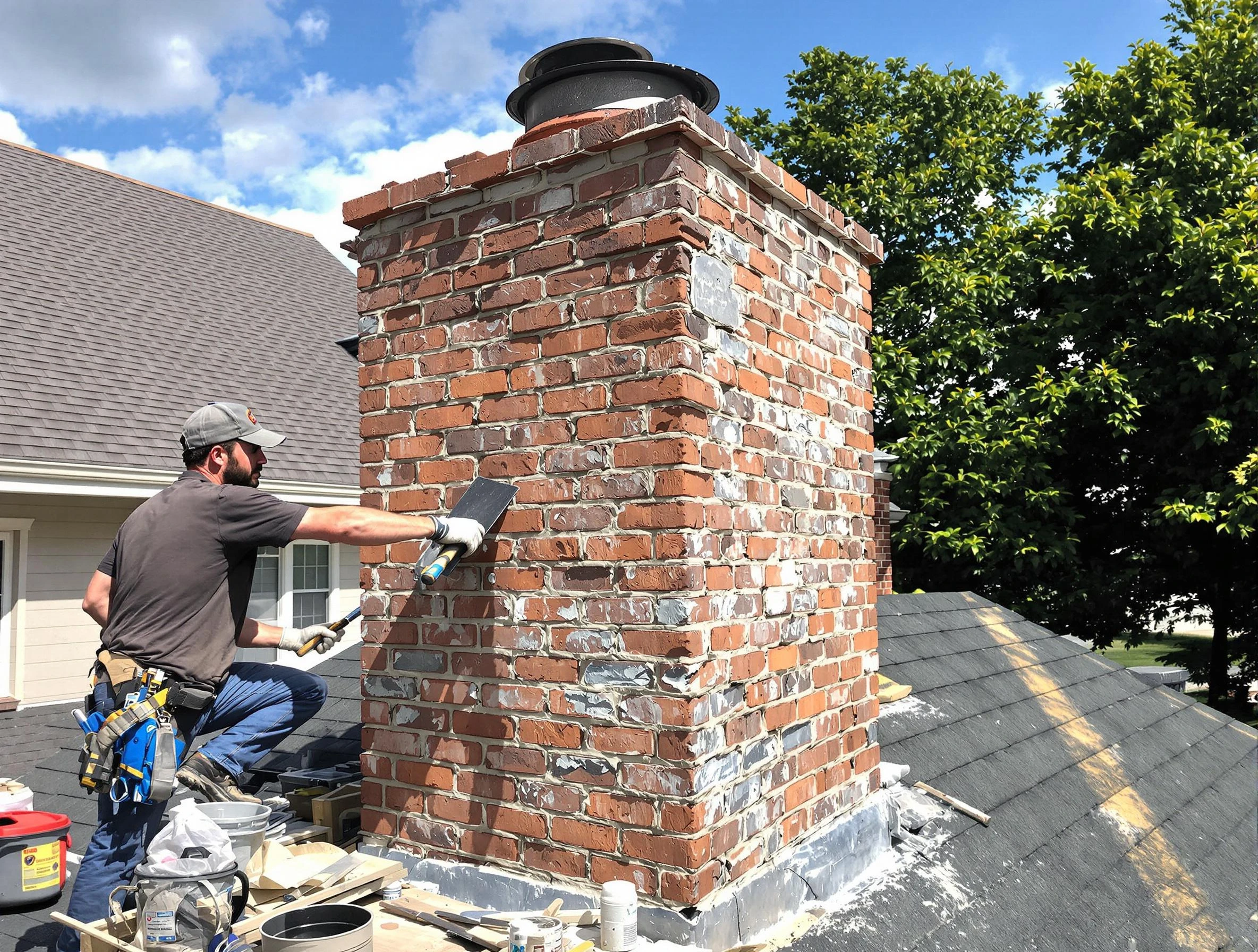 Completed chimney rebuild by Bellevue Chimney Sweep in Bellevue, PA