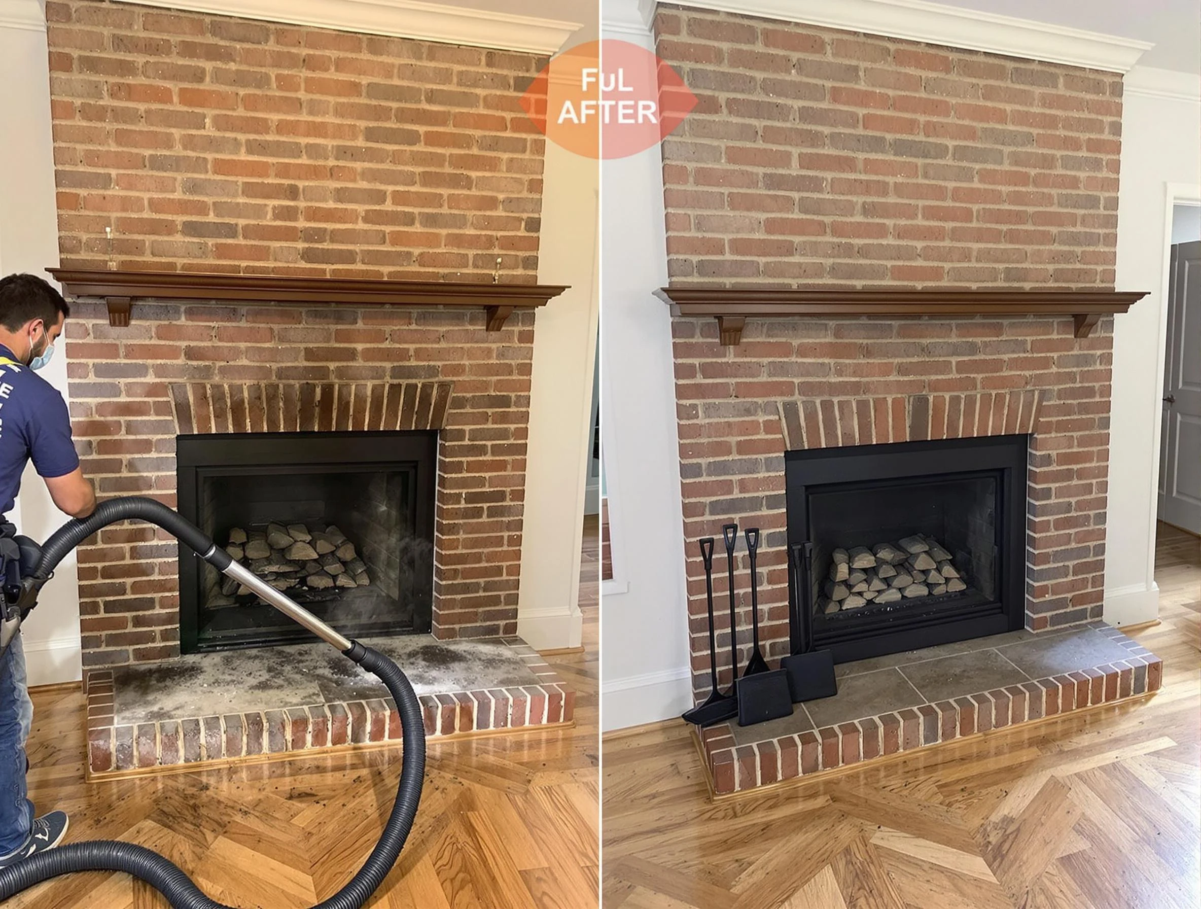 Bellevue Chimney Sweep carefully sanitizing a fireplace in Bellevue, PA