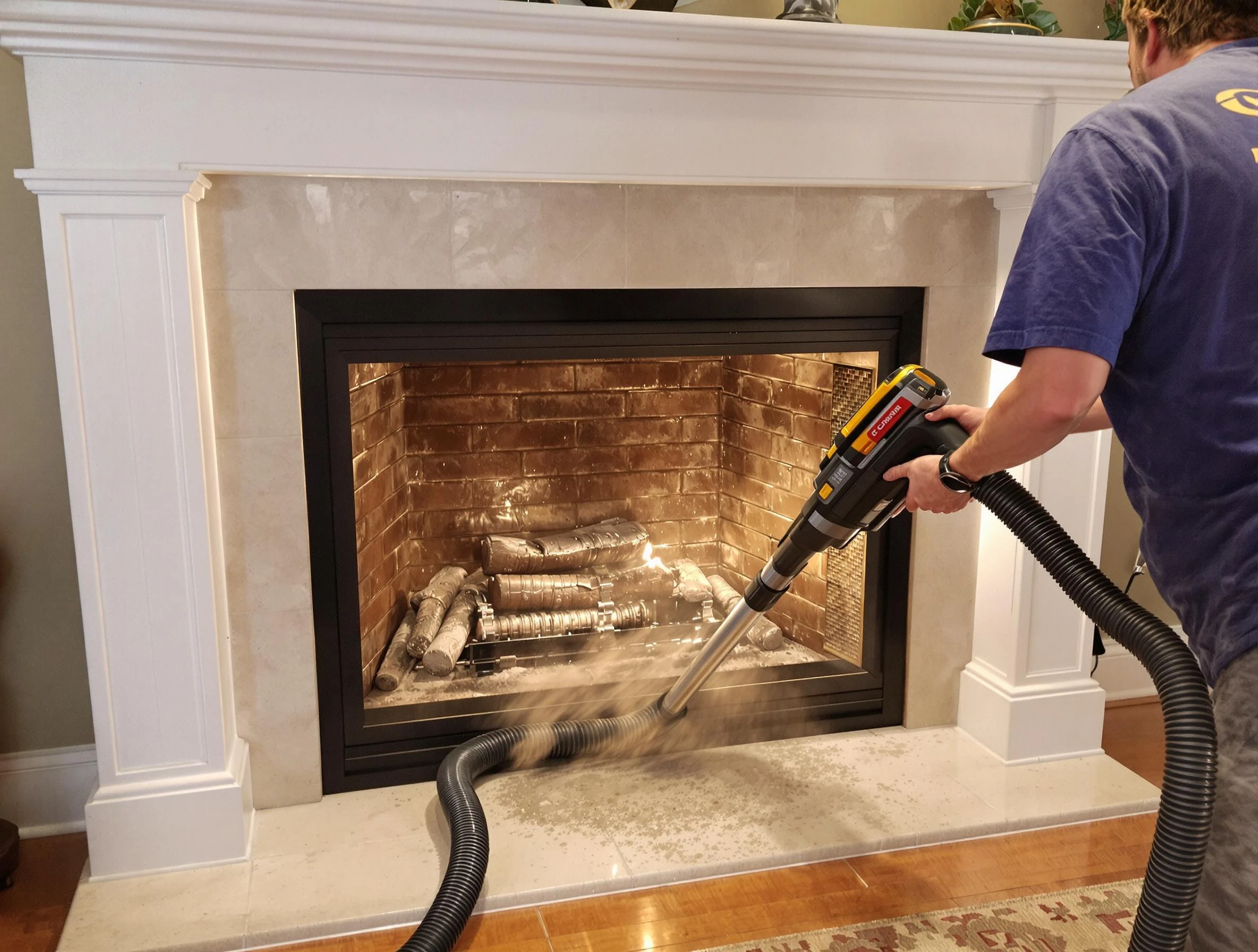 Fireplace cleaning performed by Bellevue Chimney Sweep in Bellevue, PA