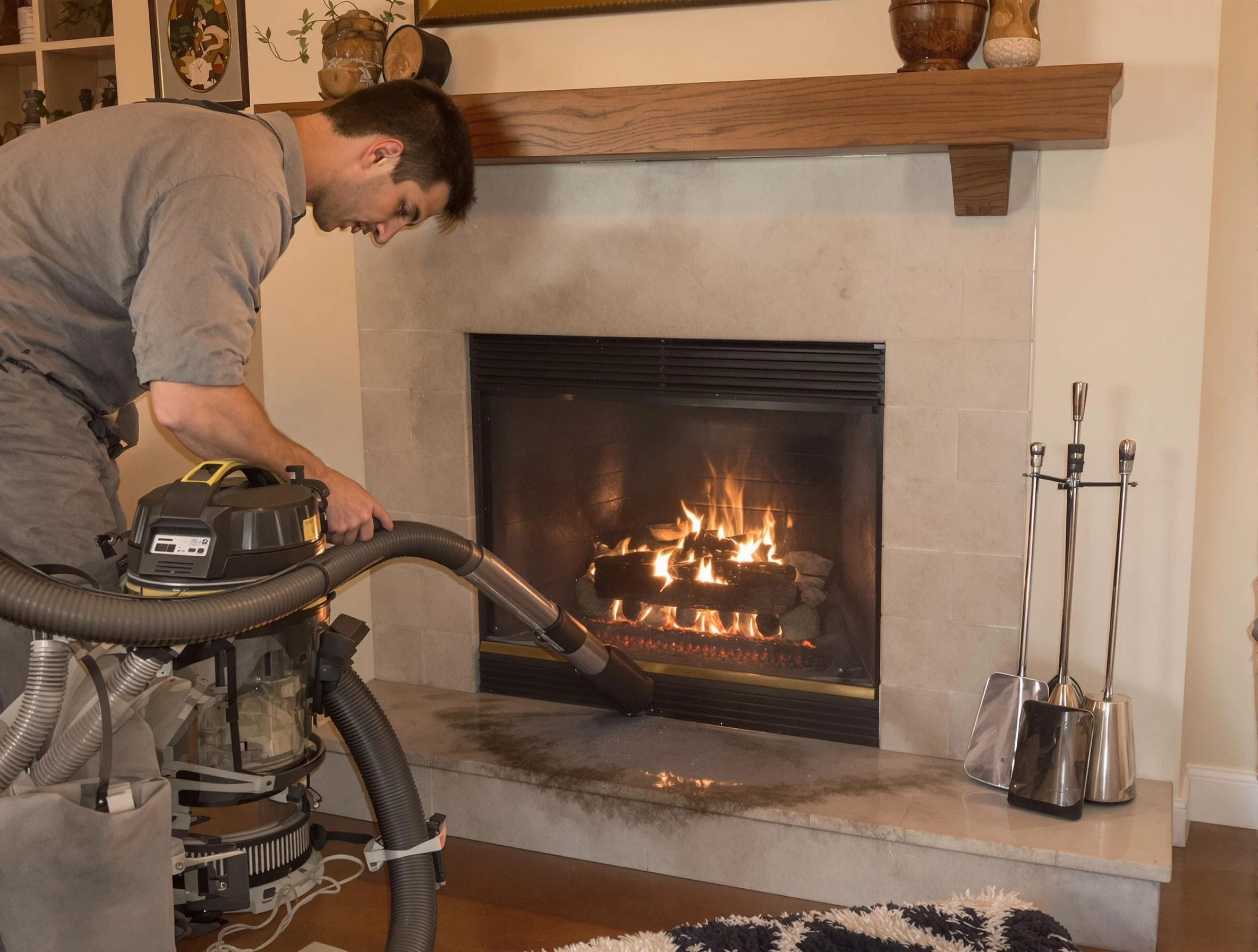Routine fireplace upkeep by Bellevue Chimney Sweep in Bellevue, PA